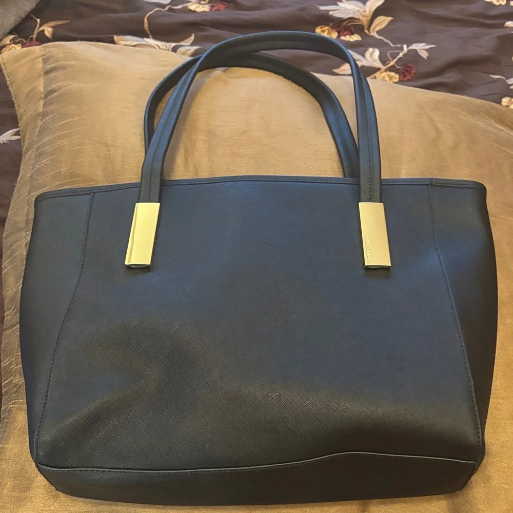 Vince Camuto Black Tote with Gold Accents - Picture 1 of 8